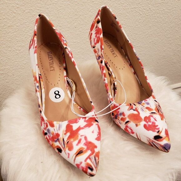 New Ellen Tracy floral summer heels - Picture 2 of 5